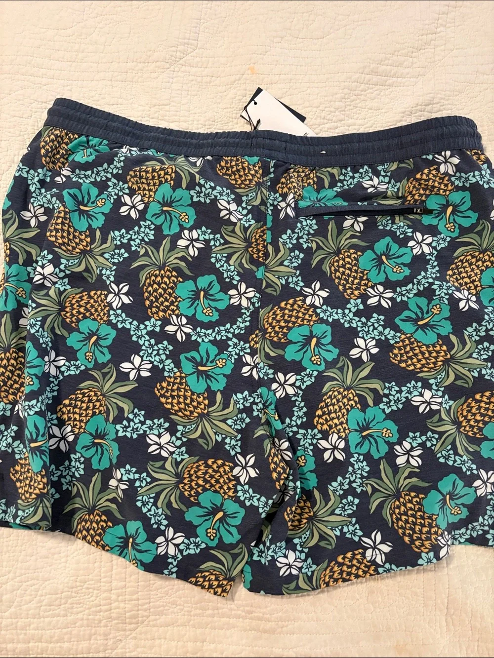 Men's Pineapple Floral Swim Shorts- Navy & Teal Reyn Spooner Goodfellow Co 7 in
